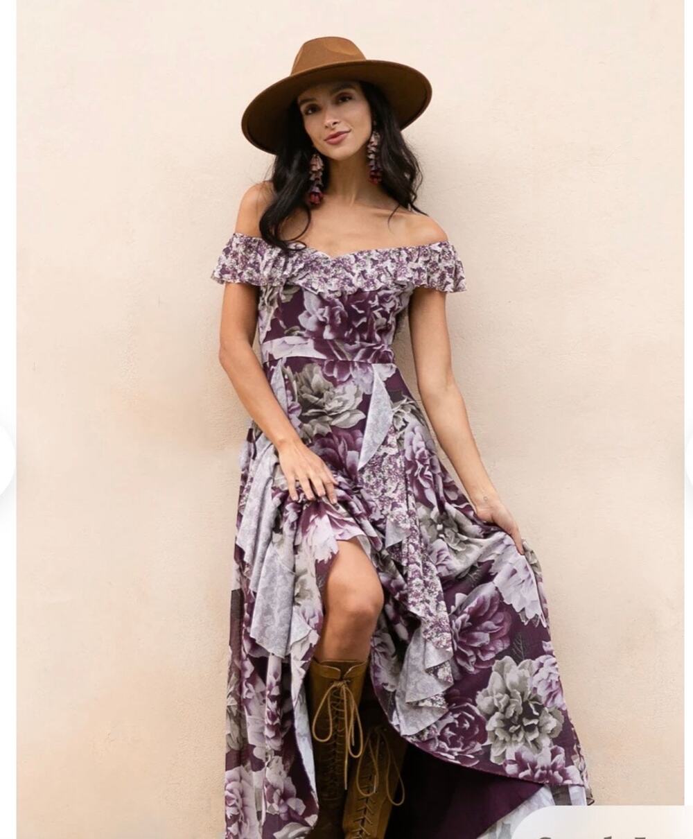 Joyfolie Rachel Dress Plum Floral L